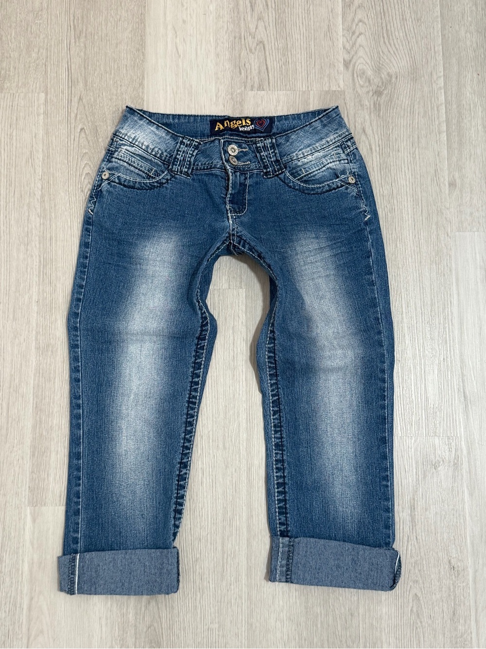 Vintage Y2K Angels Jeans Low-Rise Cuffed Capris 💙